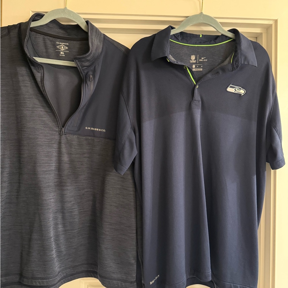 Seattle Seahawks NFL polo and G.H Bass long sleeve. Men’s size XL
